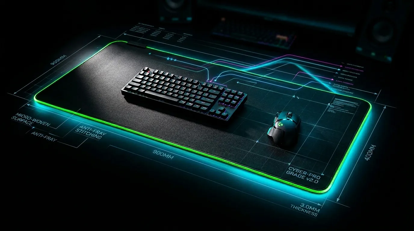 Tapis gaming illumin&eacute; avec clavier et souris sans fil
