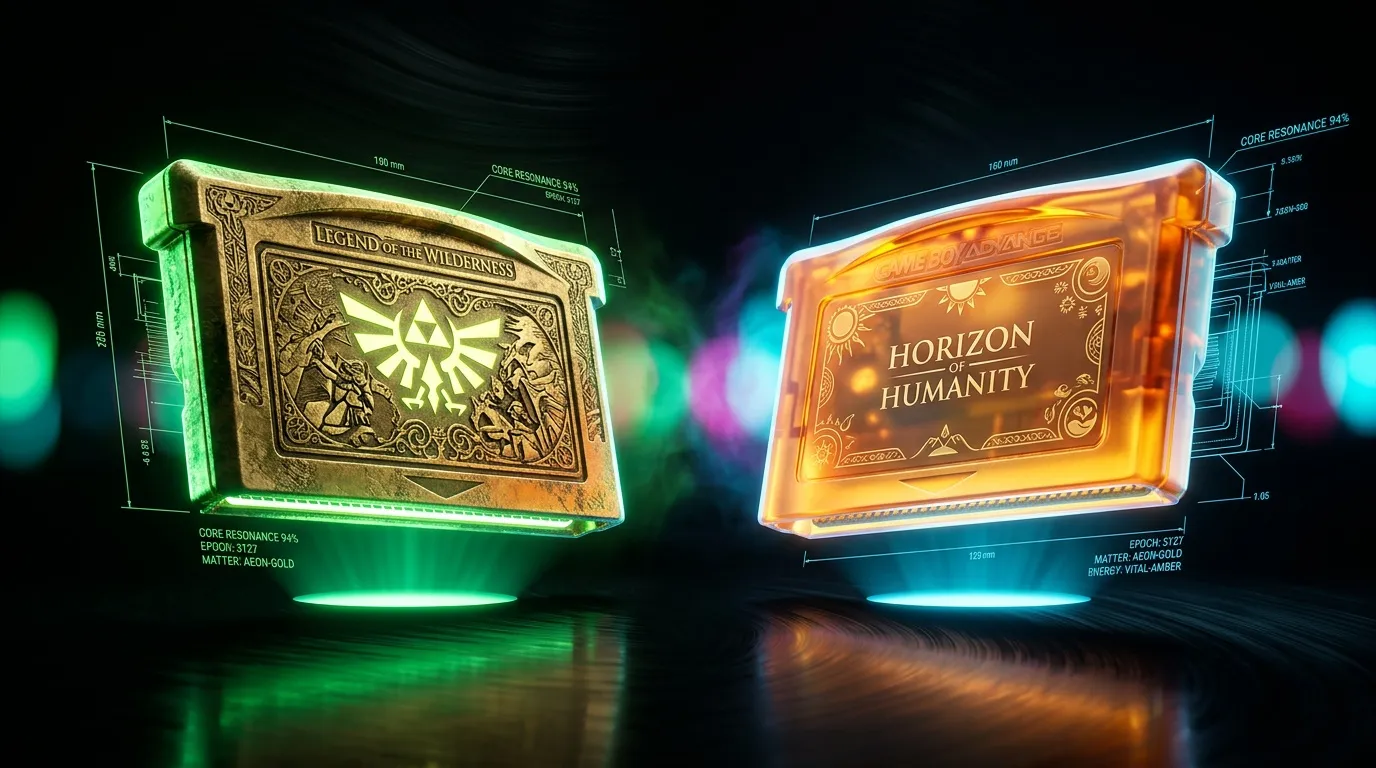 Deux boîtes de jeux vidéo avec éclairage néon vert et orange