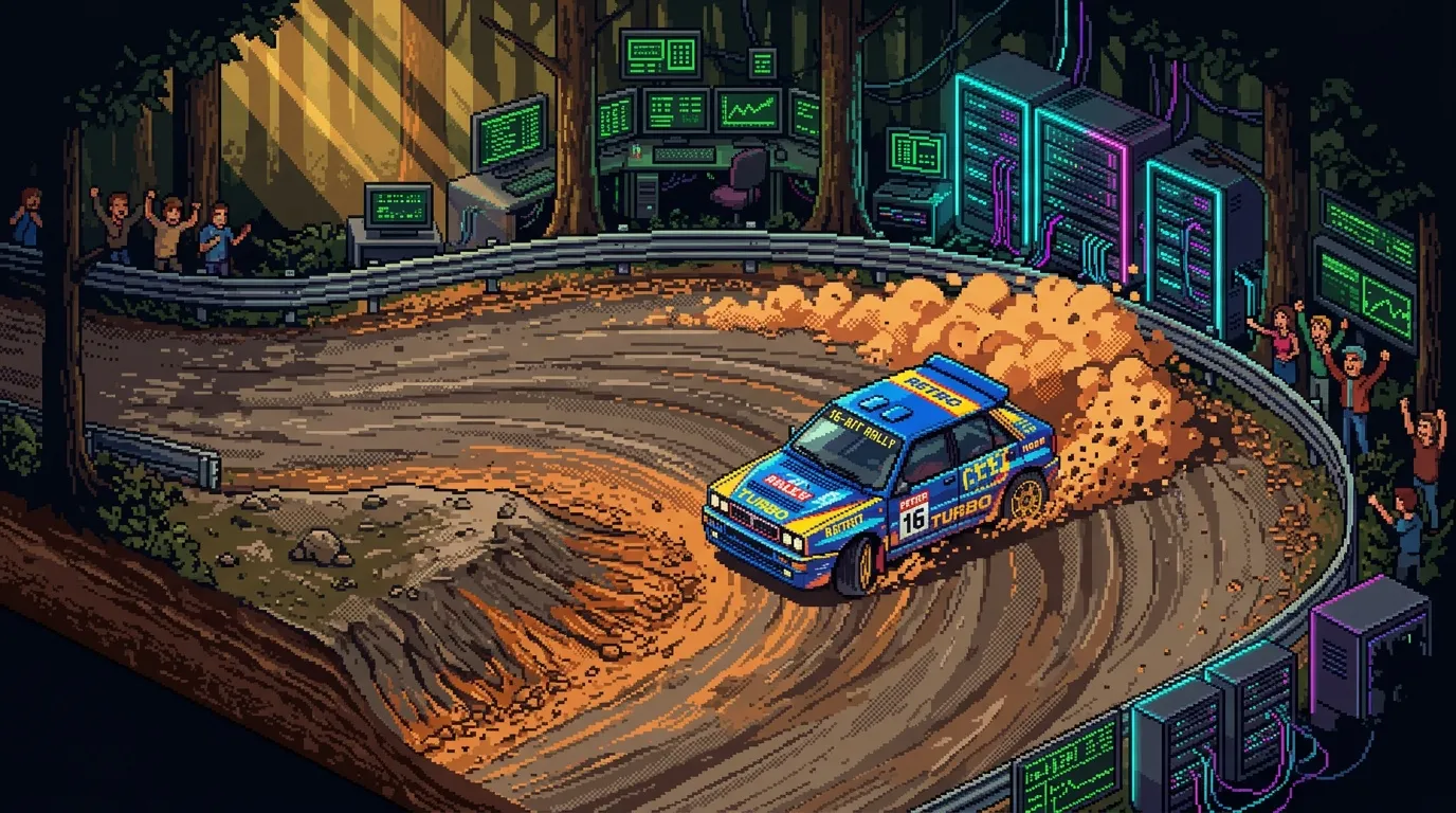 Voiture de course bleue driftant dans arène souterraine cyberpunk