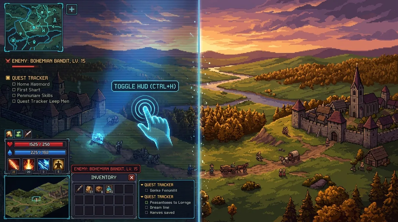 Écran de jeu RPG avec combat contre bandit bohémien niveau 15