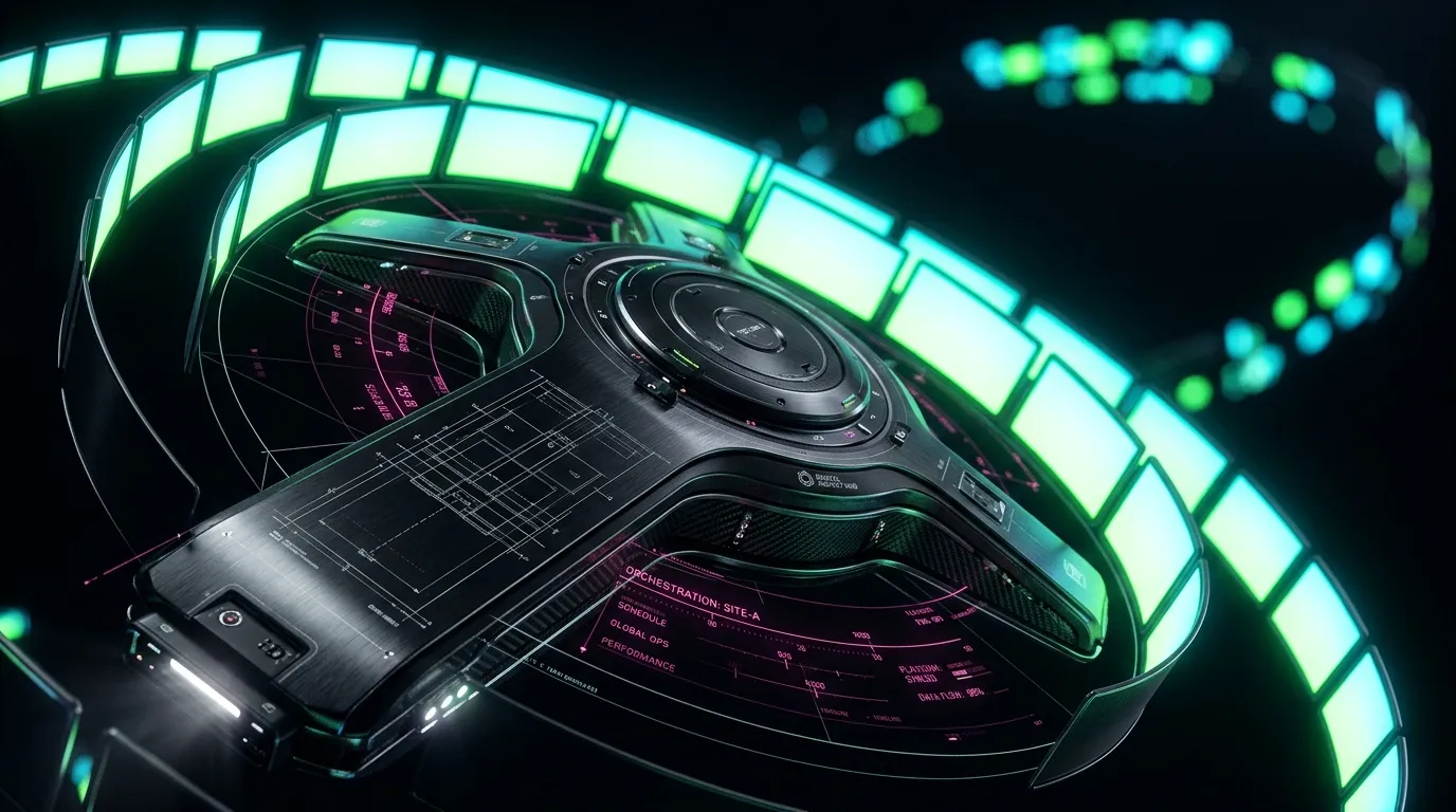 Interface holographique haute-tech avec écrans luminescents verts