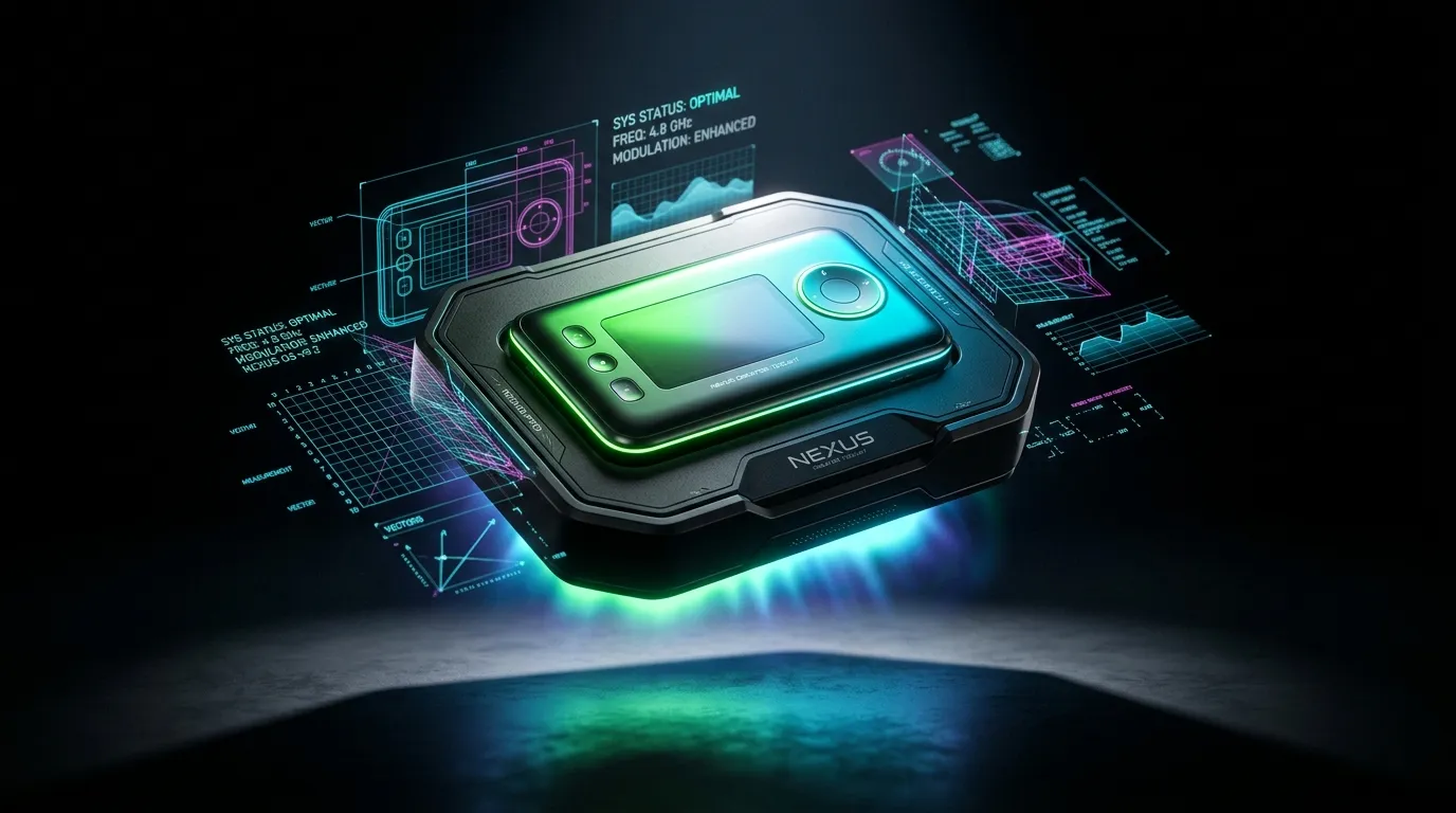 T&eacute;l&eacute;phone intelligent luminescent avec donn&eacute;es num&eacute;riques flottantes