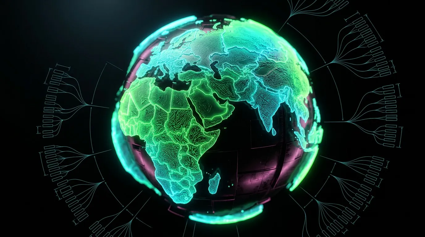 Globe terrestre luminescent avec connexions technologiques